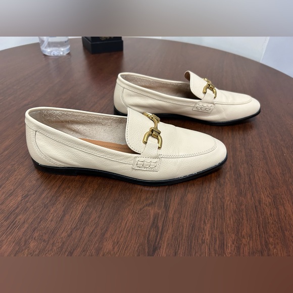 Zara Cream Loafers with Gold Buckle - Picture 2 of 5